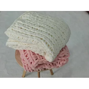 HANDMADE THICK YARN BLANKET 100%POLYESTER